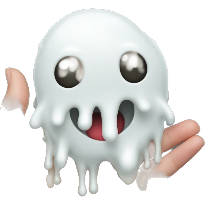 faceless gooey white slime on hand emoji
