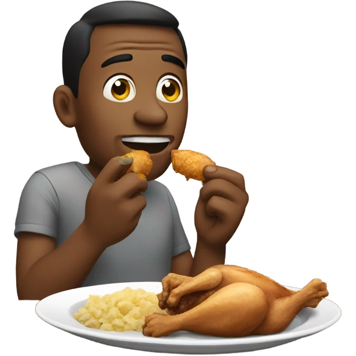 man eating chicken emoji