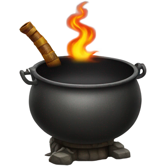 Cauldron that has fire snake coming out of it emoji