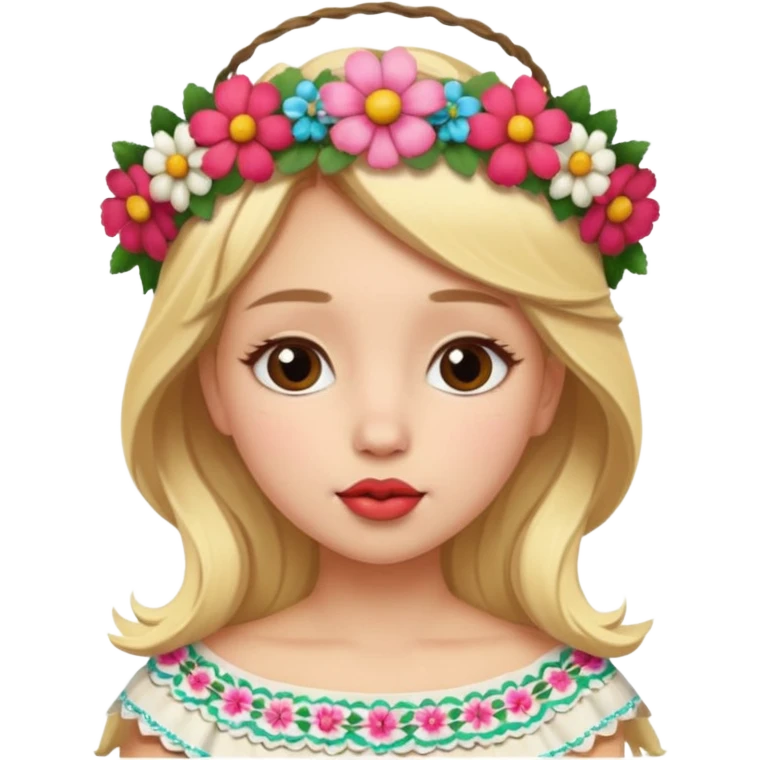 Cute Mexican kissing blonde girl emoji