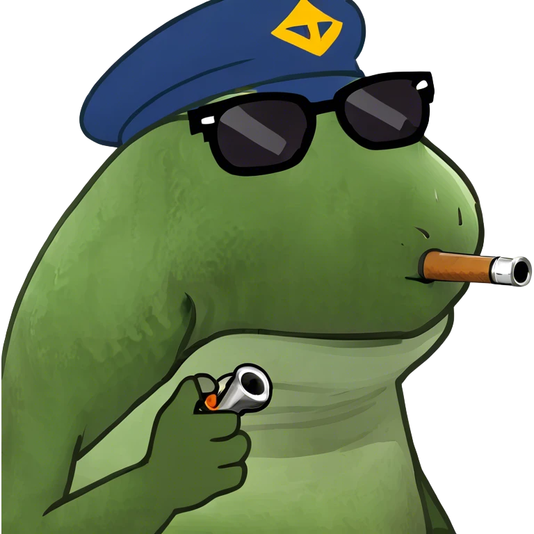 Toad smoking a pipe with a happy rainbow and trees all around emoji