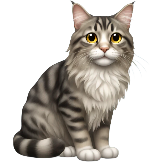 Domestic long hair tabby cat emoji