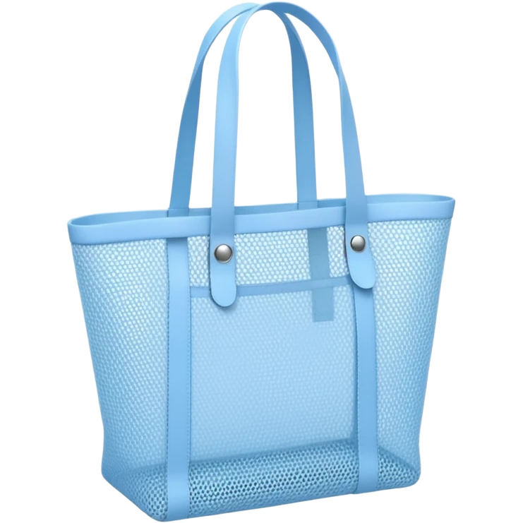 small pastel blue mesh tote bag emoji, visible mesh texture, simple handles, light and airy, summer style emoji