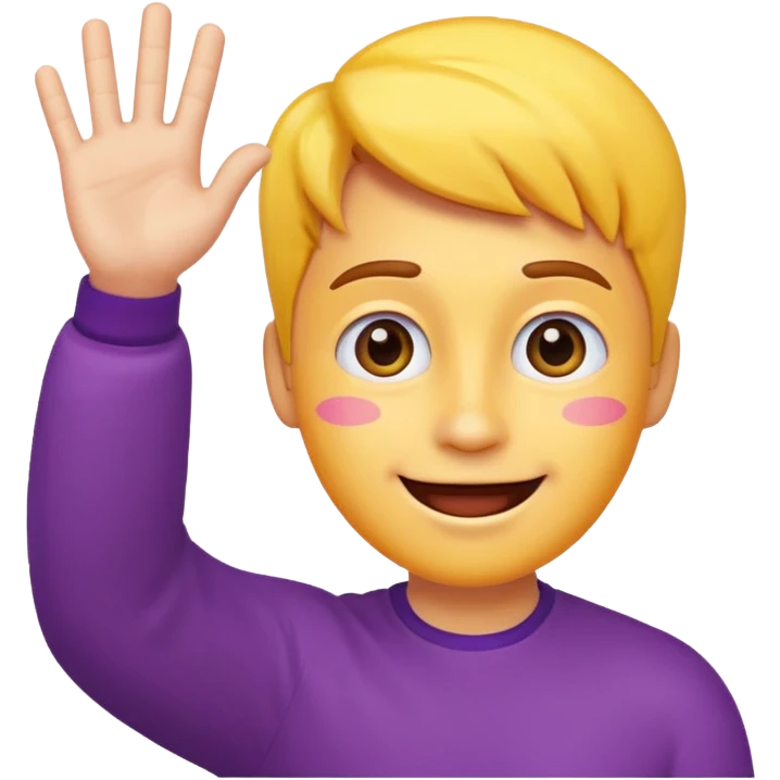 Andy as a playful emoji character, waving hand, bright colors, cartoonish features emoji
