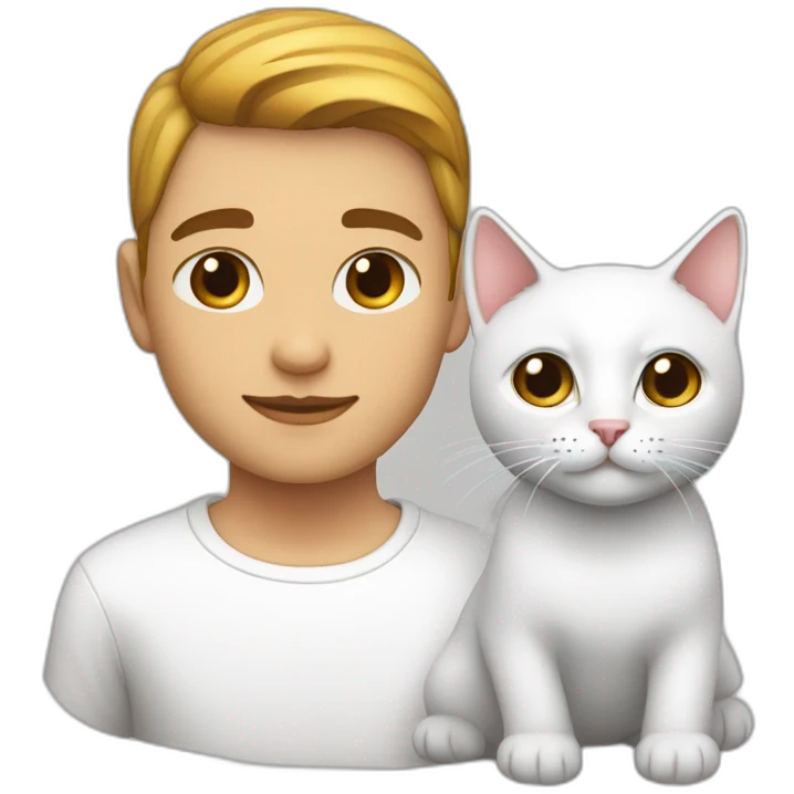 joven piel blanca con gato rayado emoji