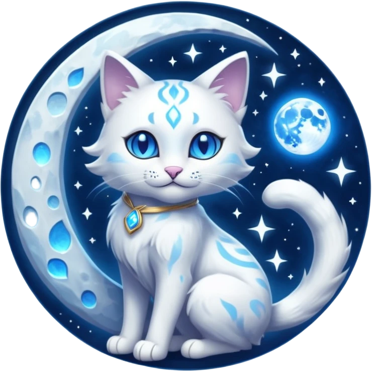 Magical Celestial Lunar-powered Fantasy Feline with lunar markings (full body) emoji