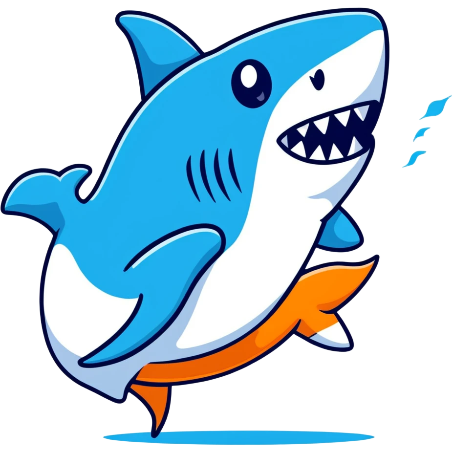 shark in blue Nikes, energetic pose emoji