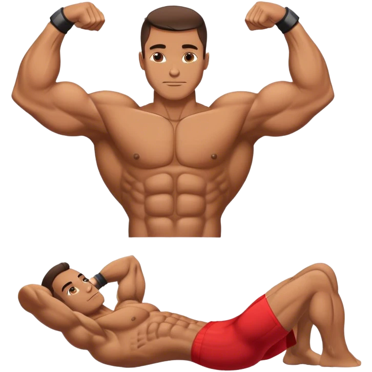 bodybuilder laying down abs exercise emoji