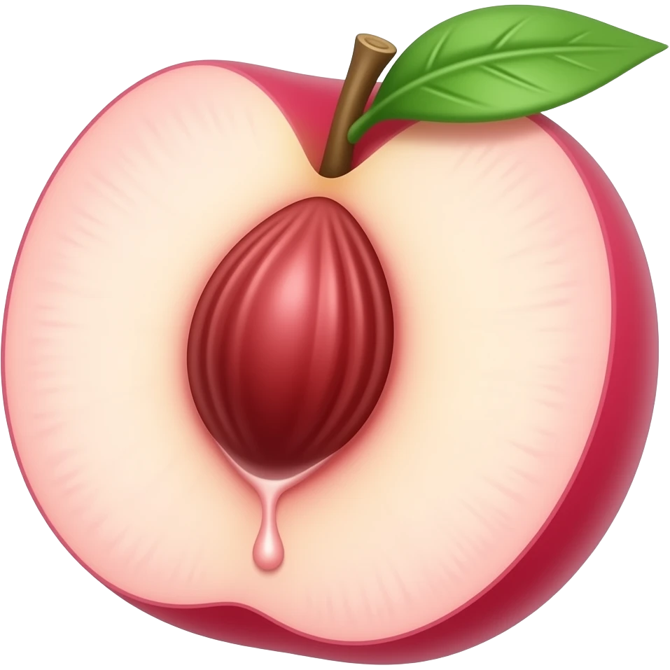 Juice dripping from inside a pink peach emoji