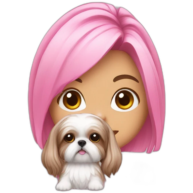 pink girly with shihtzu  emoji
