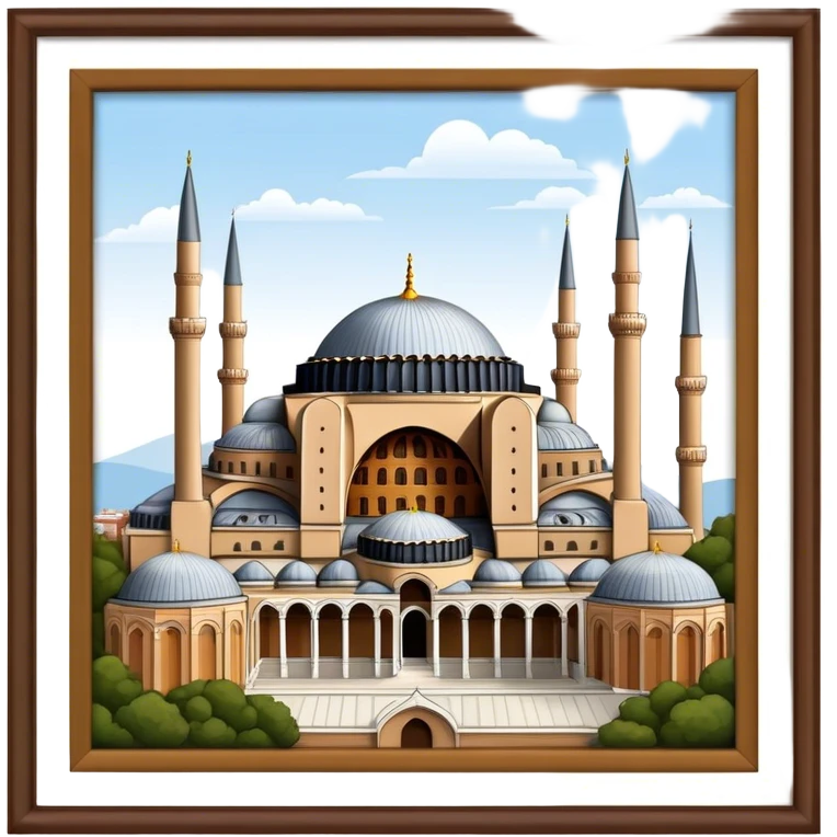 Cinematic Realistic Hagia Sophia Landmark Emoji, depicted with the majestic historic architecture rendered with intricate detail and dramatic, timeless lighting. emoji
