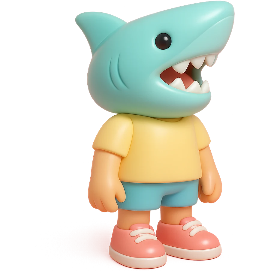 sports person in sneakers with a shark head emoji