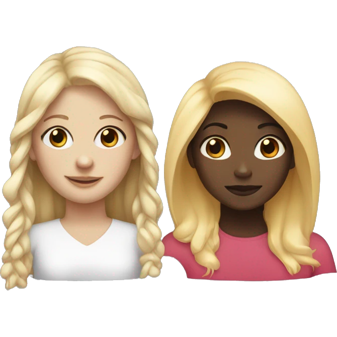 Black girl and blonde white girl emoji