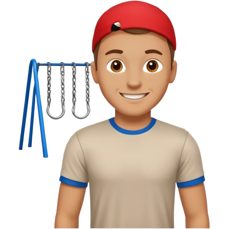 white sportsman in the playground, dressed in t-shirt emoji