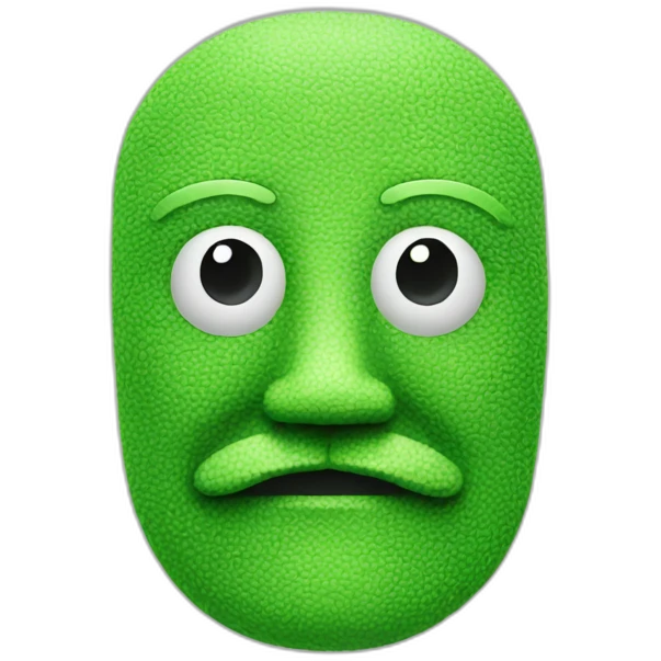 green faced man with scan lines and a moustache emoji