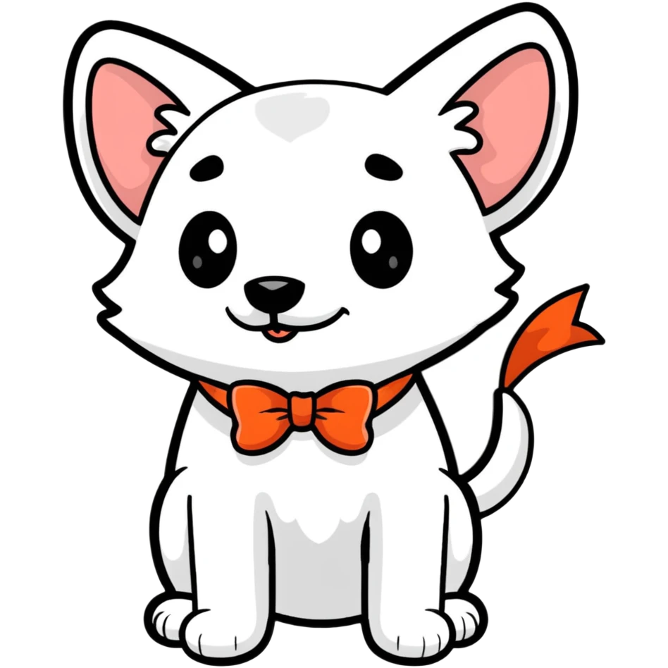 White dog with 🎀 emoji