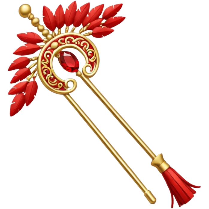 Red & Gold Hairpin – Decorative stick with red tassels.



 emoji