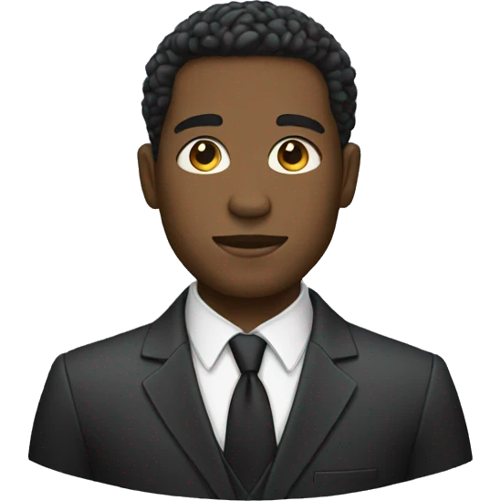 black man (not very black) in a suit emoji