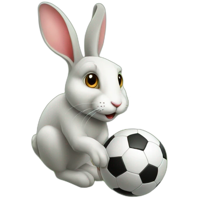 Realistic rabbit plating soccer emoji