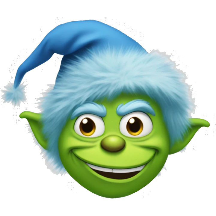 Blue grinch with a smirk emoji