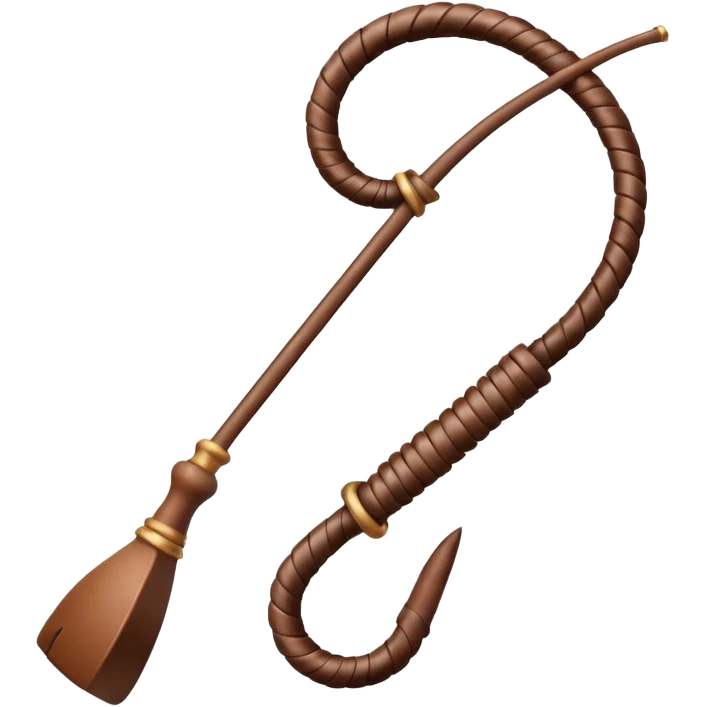 cowboy whip object icon, coiled leather whip, wooden handle, western style, 3D cartoon, mobile game icon style, centered, clean background, soft shadow, no text, no watermark
 emoji