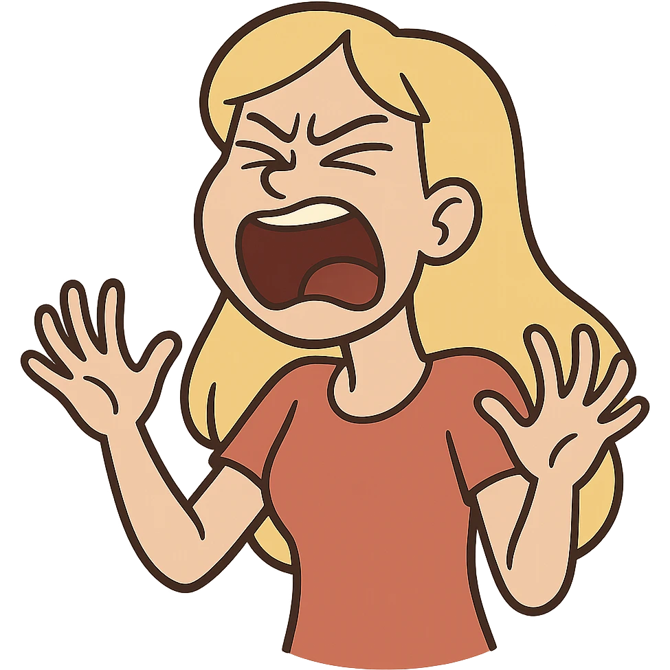 blonde girl screaming, cartoon style emoji