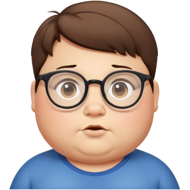 Chubby boy with glasses and short brown hair emoji