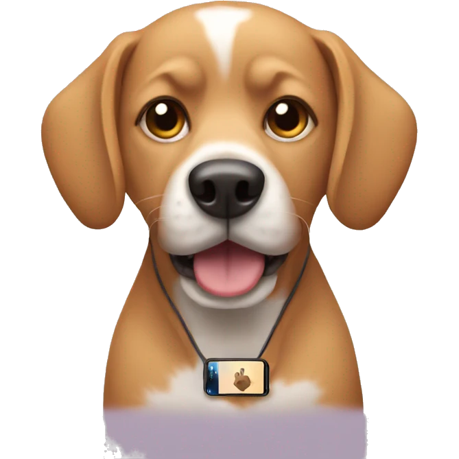 Dog with a iphone emoji