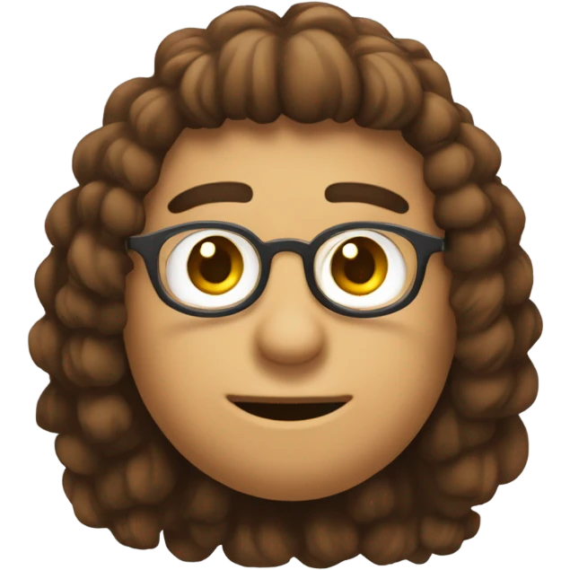 Faça um menino de óculos redondos, com um cabelo marrom e franja para a direita sorrindo emoji