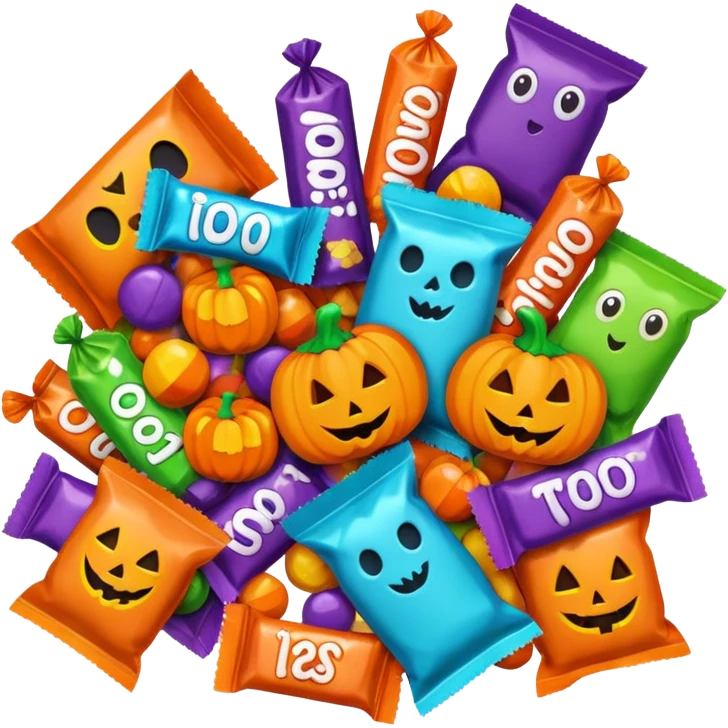 Halloween candies and candy bags, no pumpkin image emoji