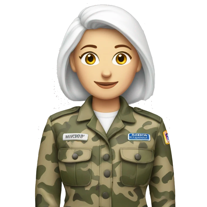 White milktary woman camo uniform emoji