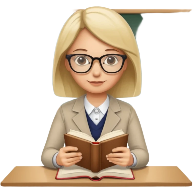 Teacher marking book in the staffroom emoji