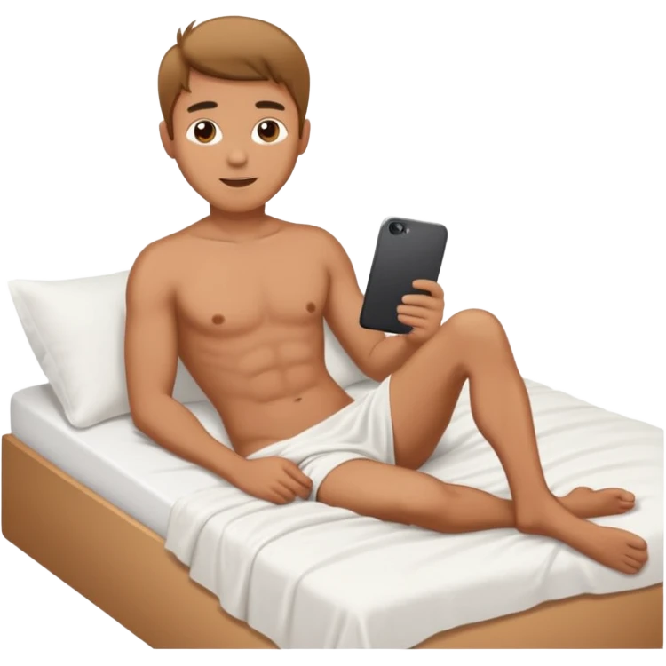 naked handsome man in bed emoji