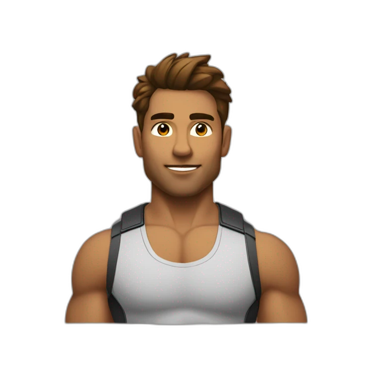 Corp musclé cheuveux marons  emoji