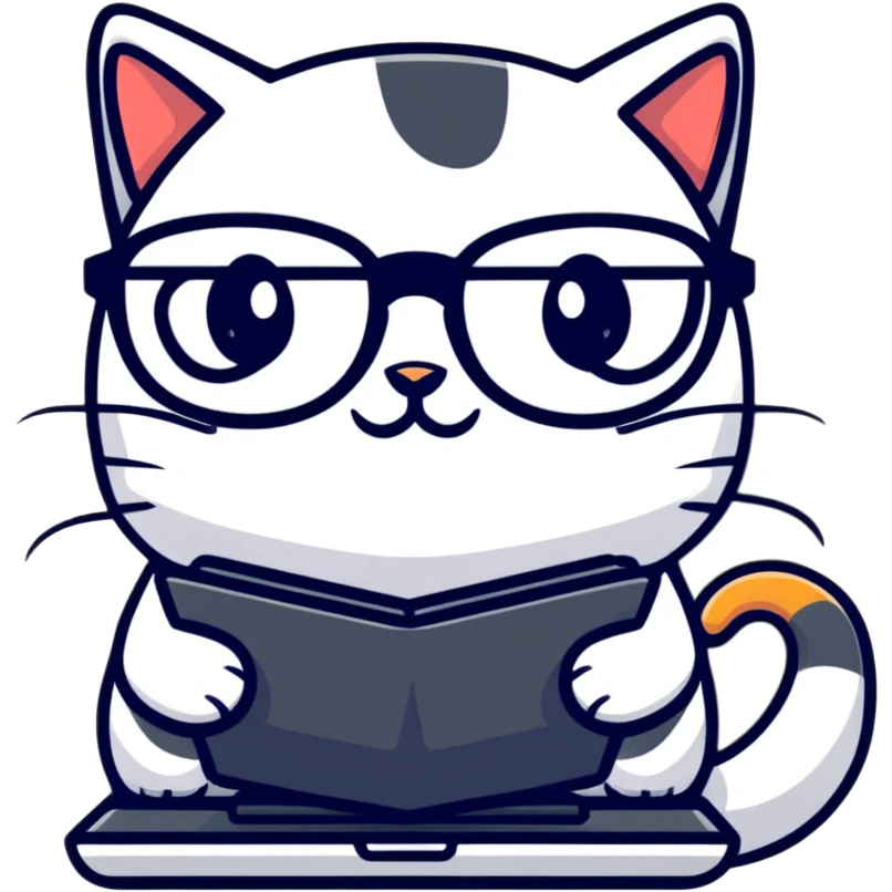 cat with glasses and a computer in its paws emoji