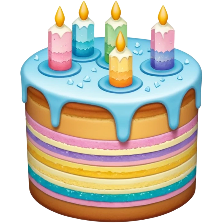 Three layer cake adorned with overflowing raw pastel crystals  emoji