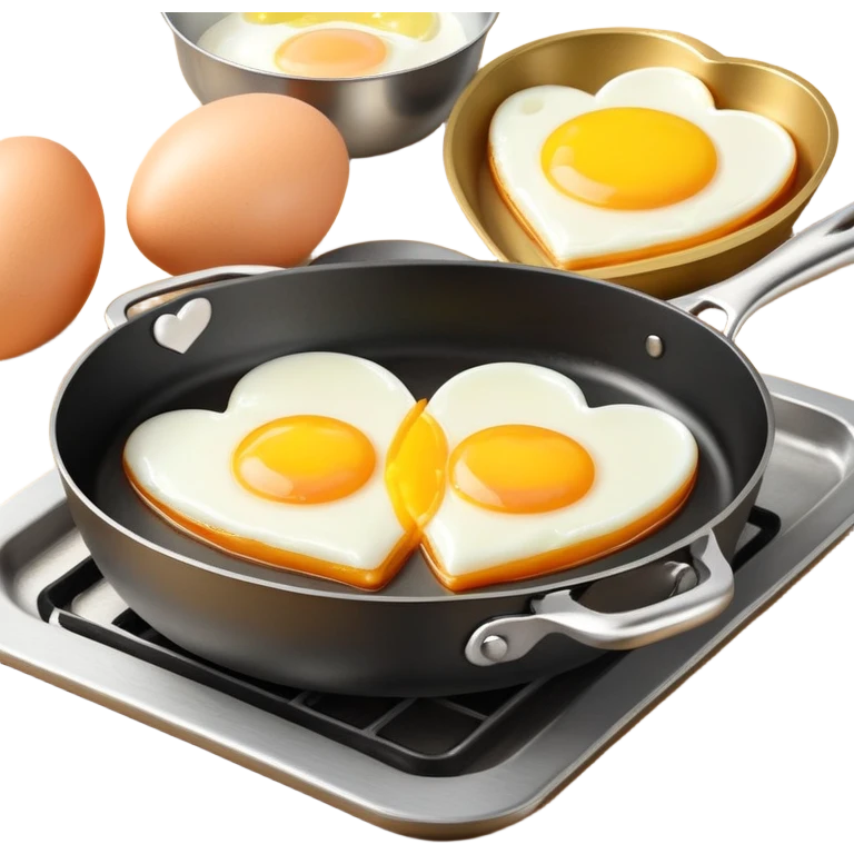 cooking pan with double heart-shaped eggs emoji