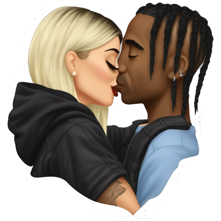 Kylie Jenner kissing Travis Scott  emoji