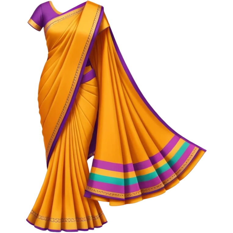 A 3D cartoon folded saree with matching blouse piece beside it, bright fabric texture, soft shadow, Memoji-style realism. emoji