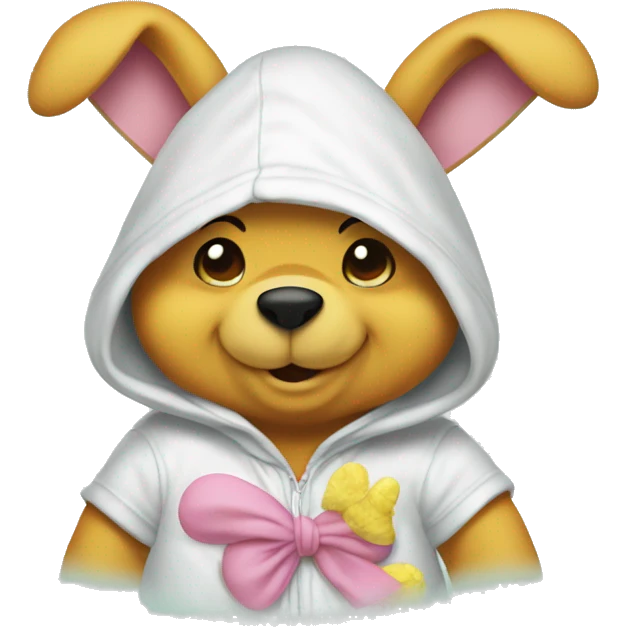 winnie the pooh dressed in easter bunny hoodie emoji