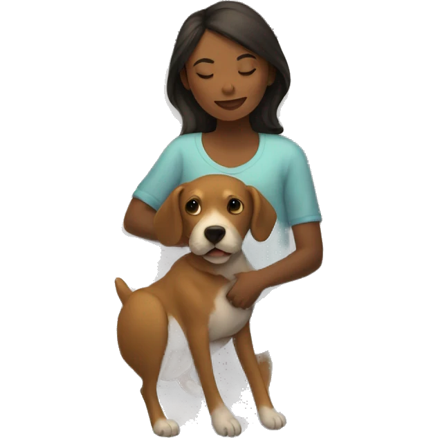 A girl and dog sleeping on bed emoji