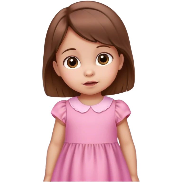 A baby with brown hair that’s a girl in the pink dress on top of the skyscraper emoji