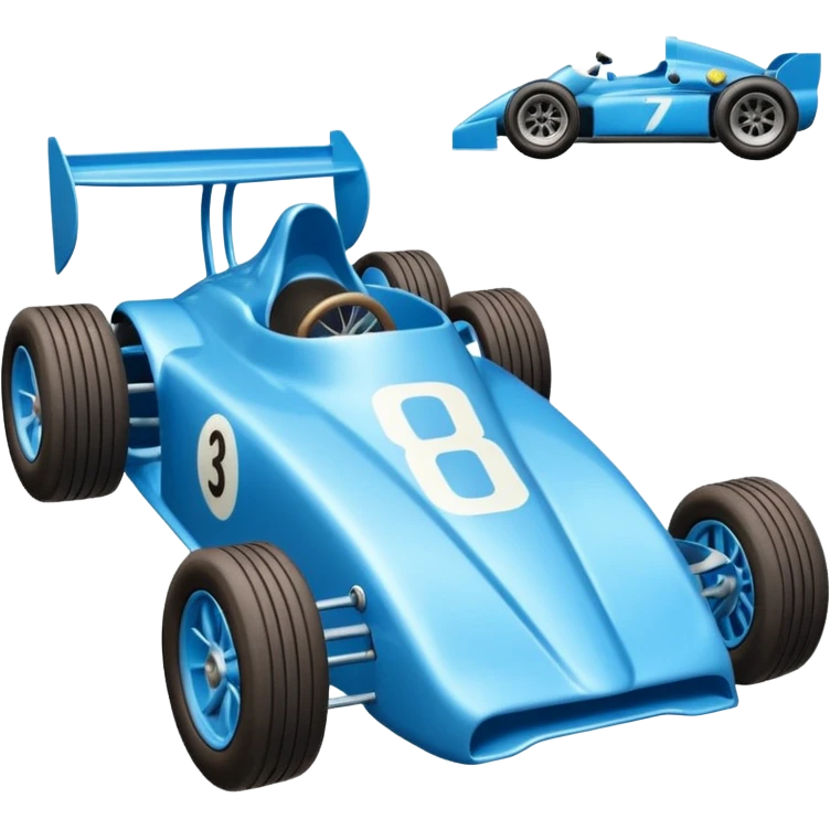Light sparkling blue Antiqued looking shopping cart (made of shopping cart material) race car with custom aero body and rear wing  emoji