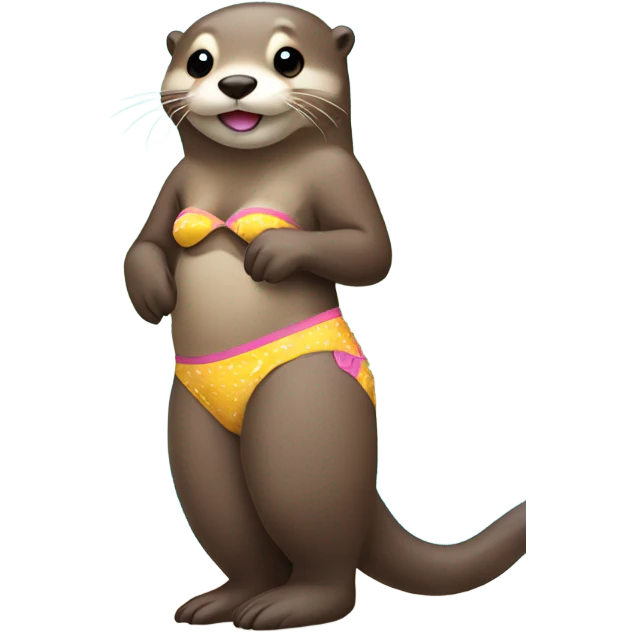 Otter in a bikini on a beach emoji