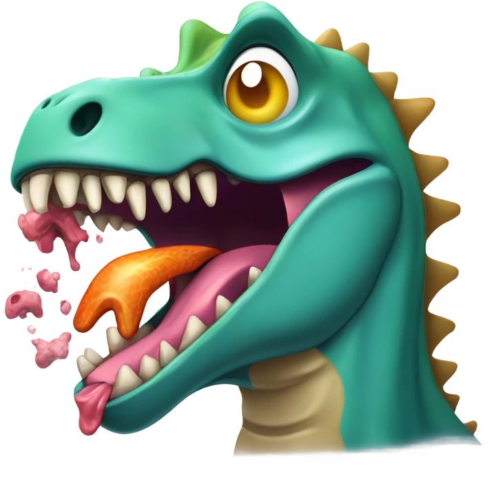 Dinosaur throwing up emoji