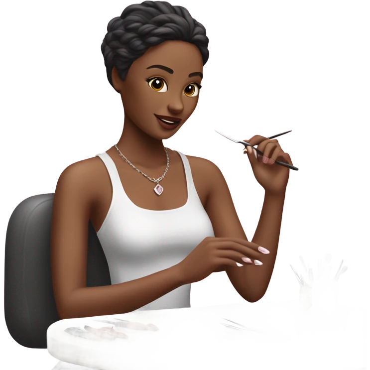 realistic model girl doing manicure emoji
