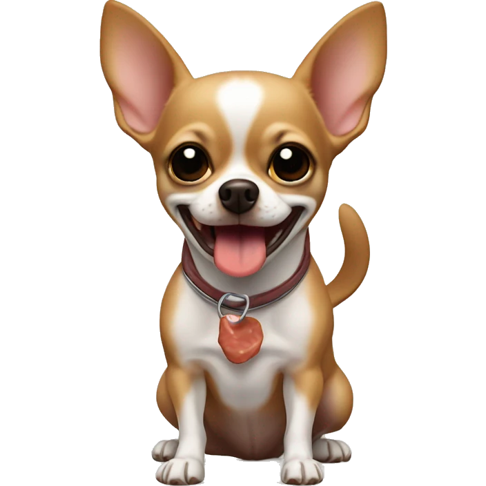 Chihuahua with steak in mouth￼ emoji