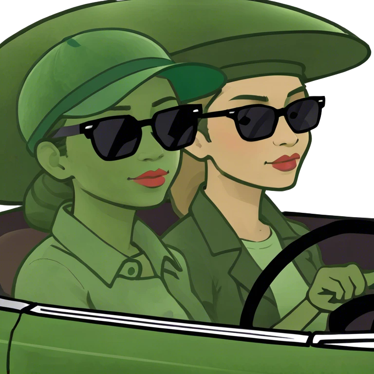 Bryce Maya Marielle, sitting in a car being driven by a stranger emoji