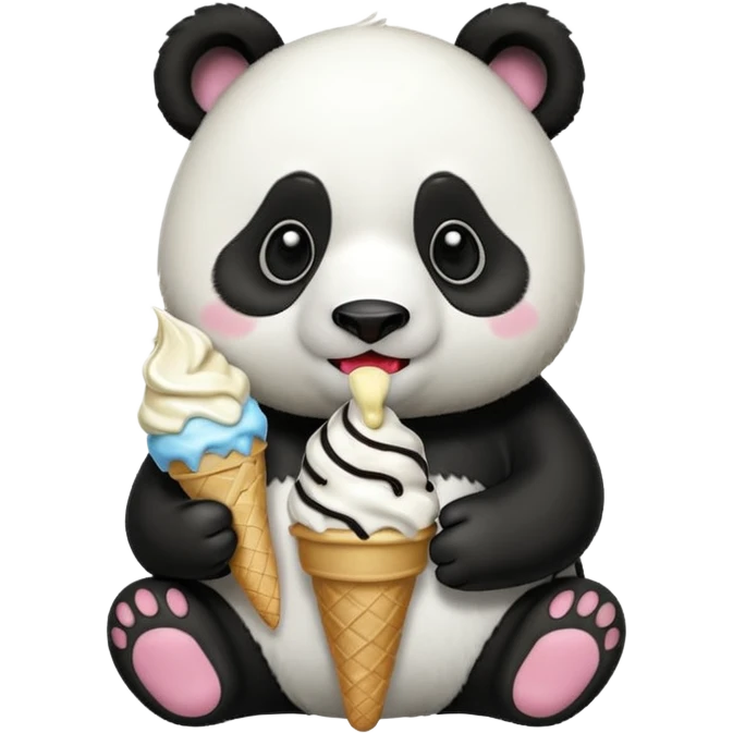 Panda eating ice cream emoji