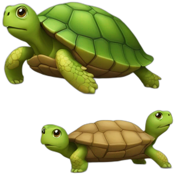 Une tortue sur un caca emoji